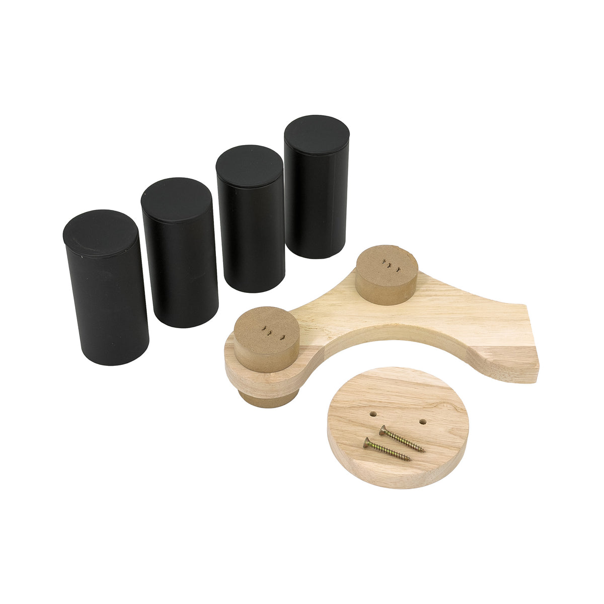 9 1/4" x 9 1/4" Black Leatherette Natural Wood 2-Tier Round Bar Bracelet Display