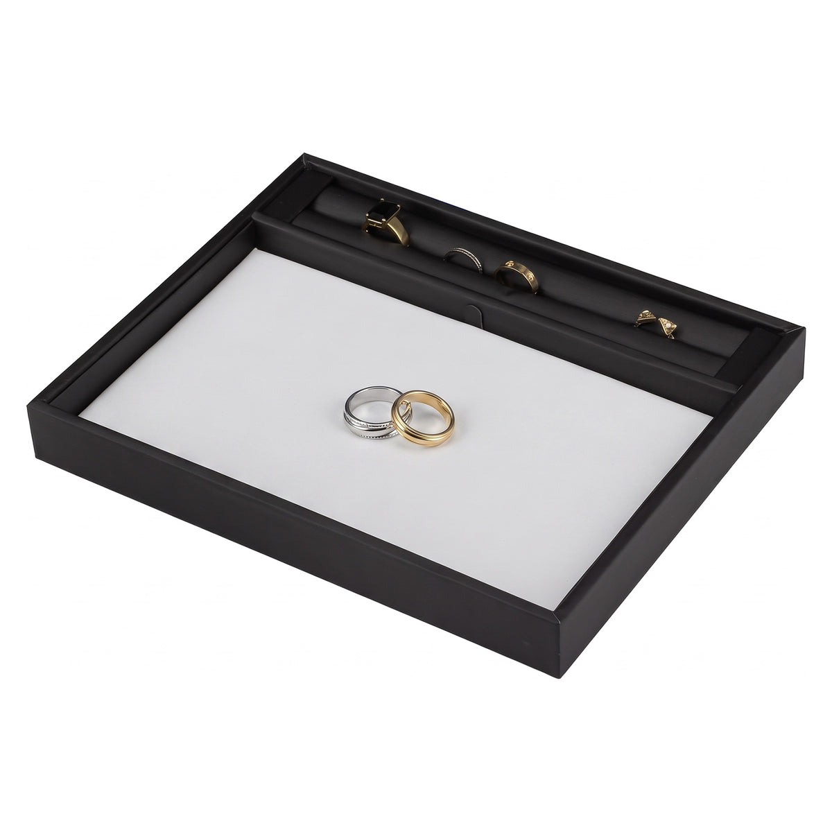 9.8" x 7.9" Black Linen Jewelry Display Tray with Reversible Display Pad