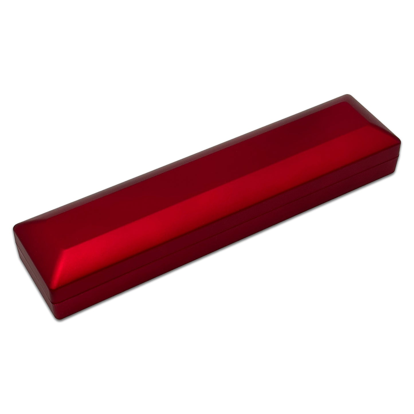 9" x 2 1/8" Matte Red Plastic Bracelet Jewelry Box with LED Light