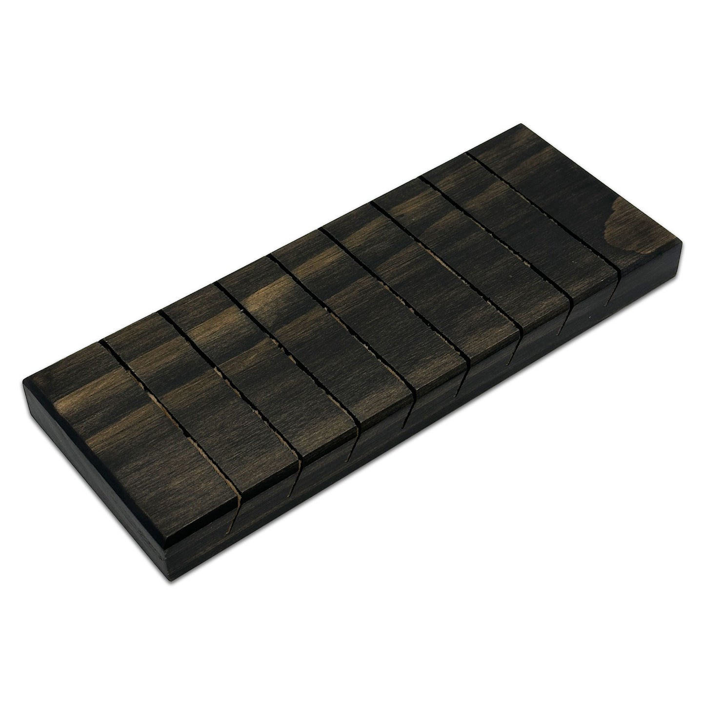 9" x 3 5/8" Dark Oak Wood 8 Row Jewelry Card Display