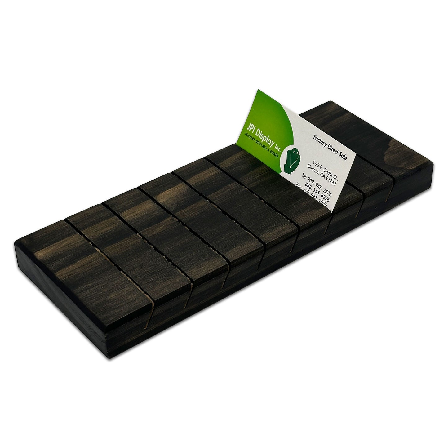 9" x 3 5/8" Dark Oak Wood 8 Row Jewelry Card Display