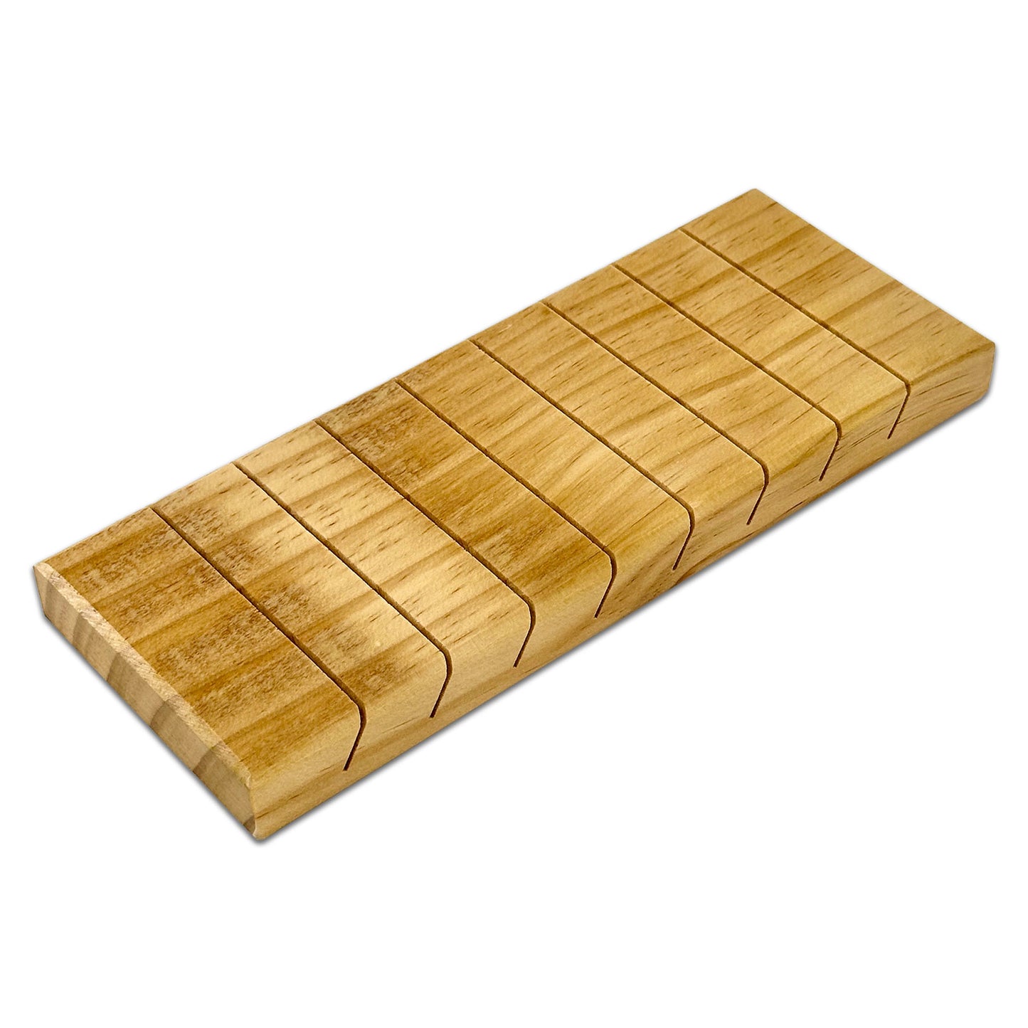 9" x 3 5/8" Natural Oak Wood 8 Row Jewelry Card Display