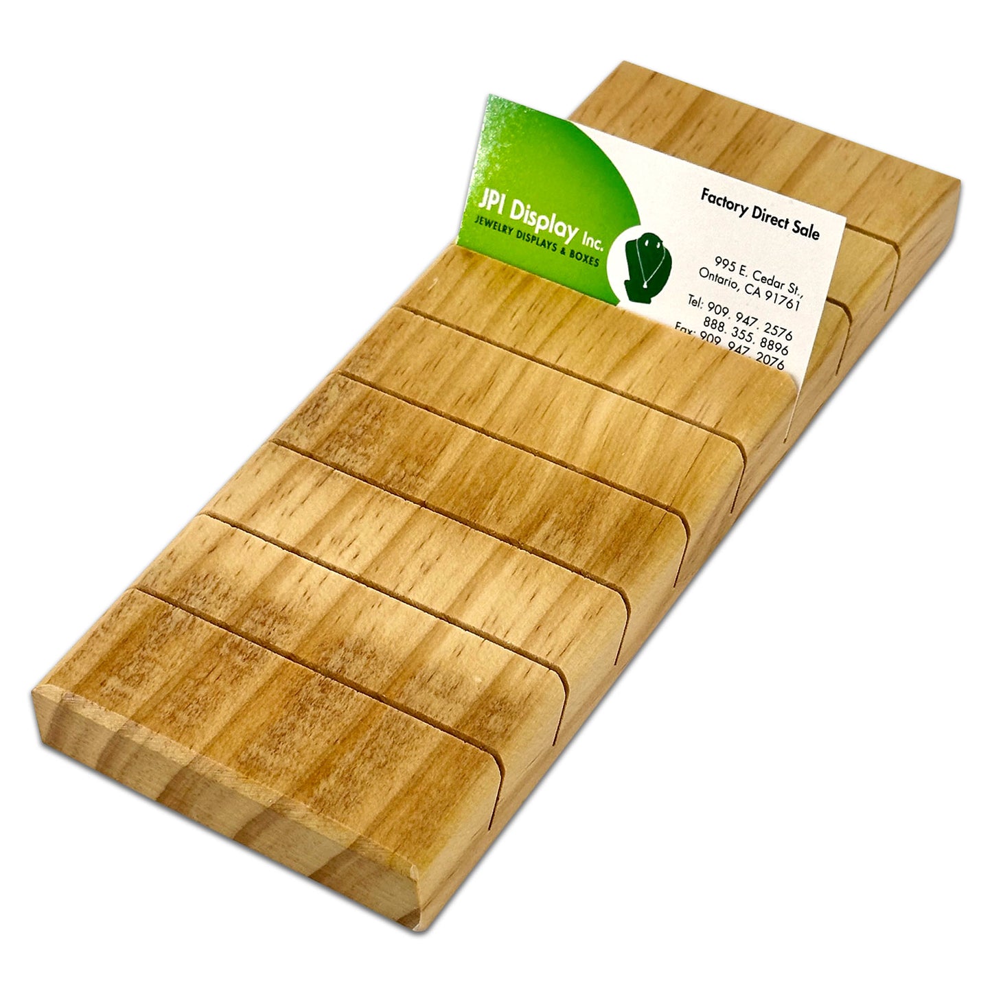 9" x 3 5/8" Natural Oak Wood 8 Row Jewelry Card Display