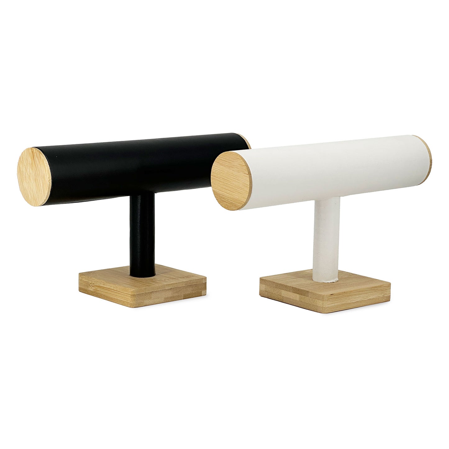 9" x 6" Black Leatherette Bamboo T-Bar Jewelry Display