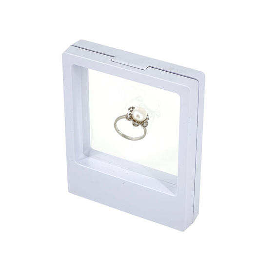 3.5" x 4" White Floating Frame Jewelry Display Case