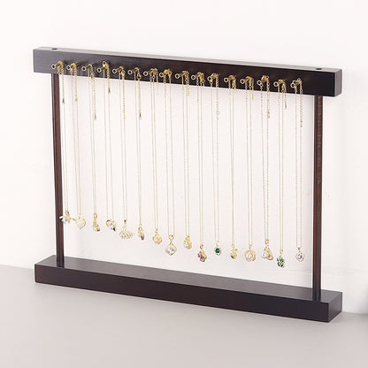 Two-Sided Wood Necklace Display Stand with 32 Pegs