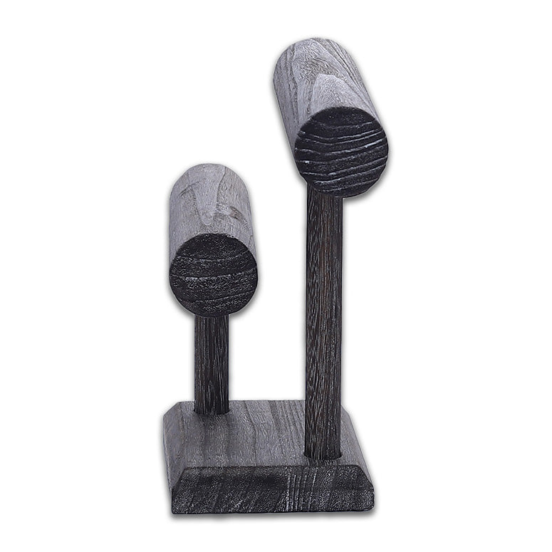 2 Tier Black Wood Round T-Bar Bracelet Jewelry Display