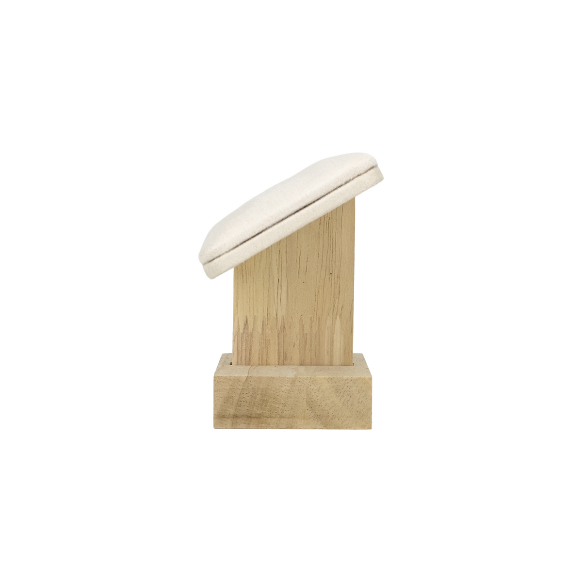 Beige Velvet and Wood Single Row Flat T-Bar Jewelry display