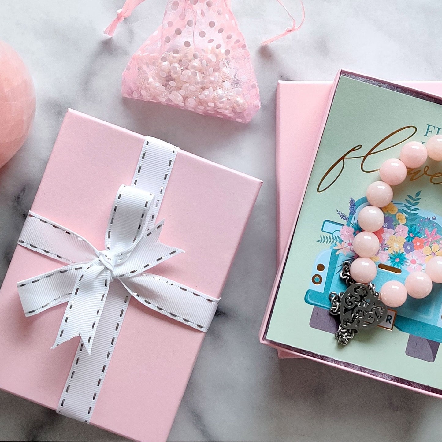 2 1/8" x 1 5/8" x 3/4" Pink Cotton Filled Paper Box