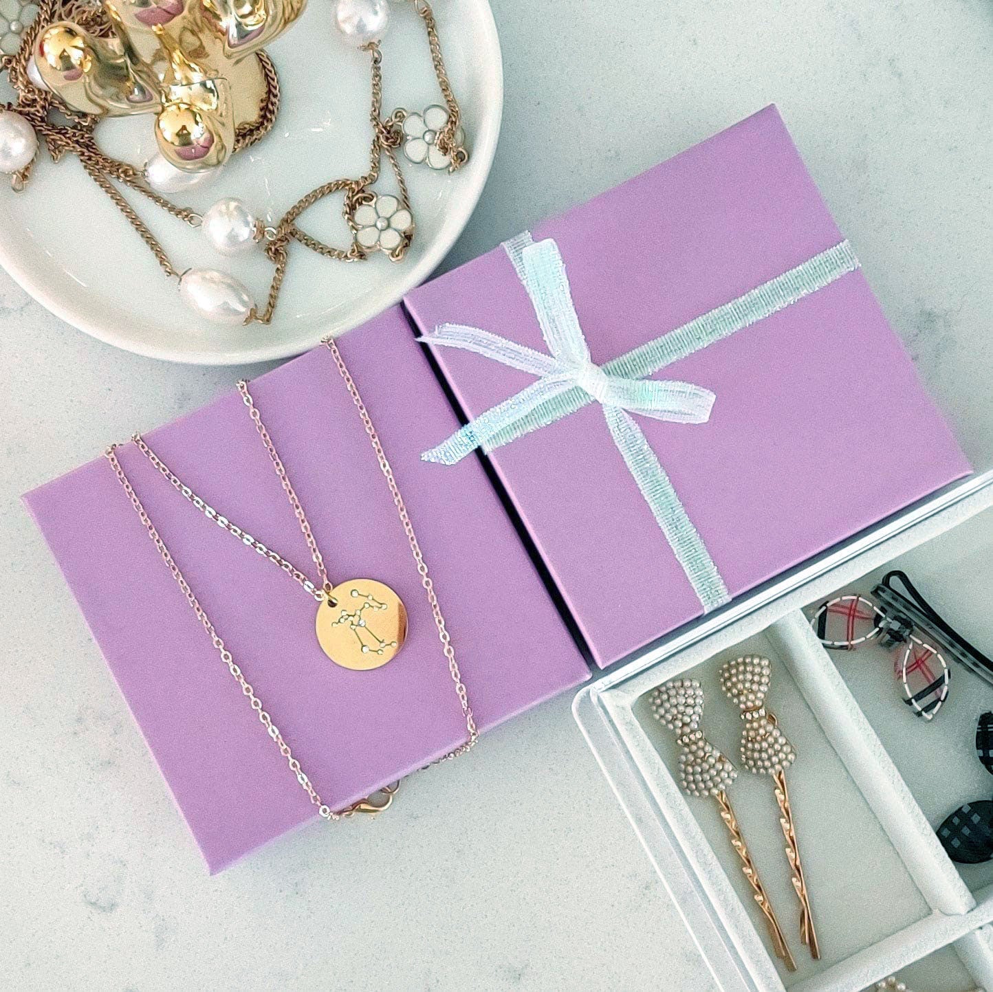 3 1/4" x 2 1/4" x 1" Matte Purple Cotton Filled Paper Box