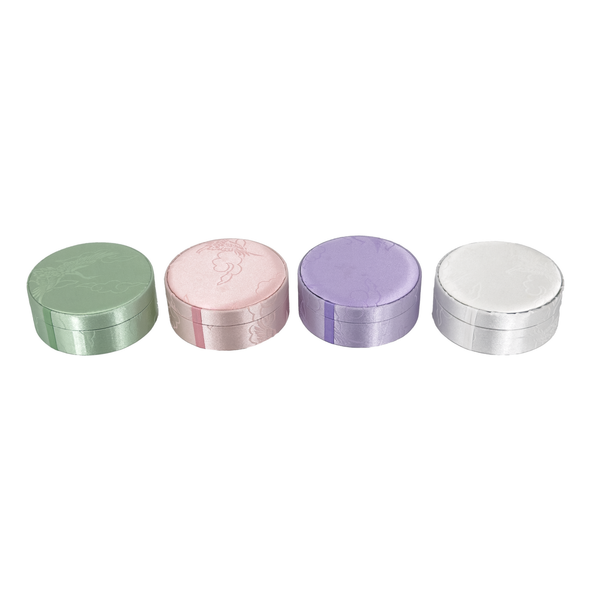 4.75" Round Lavender Satin Bangle and Bracelet Jewelry Box