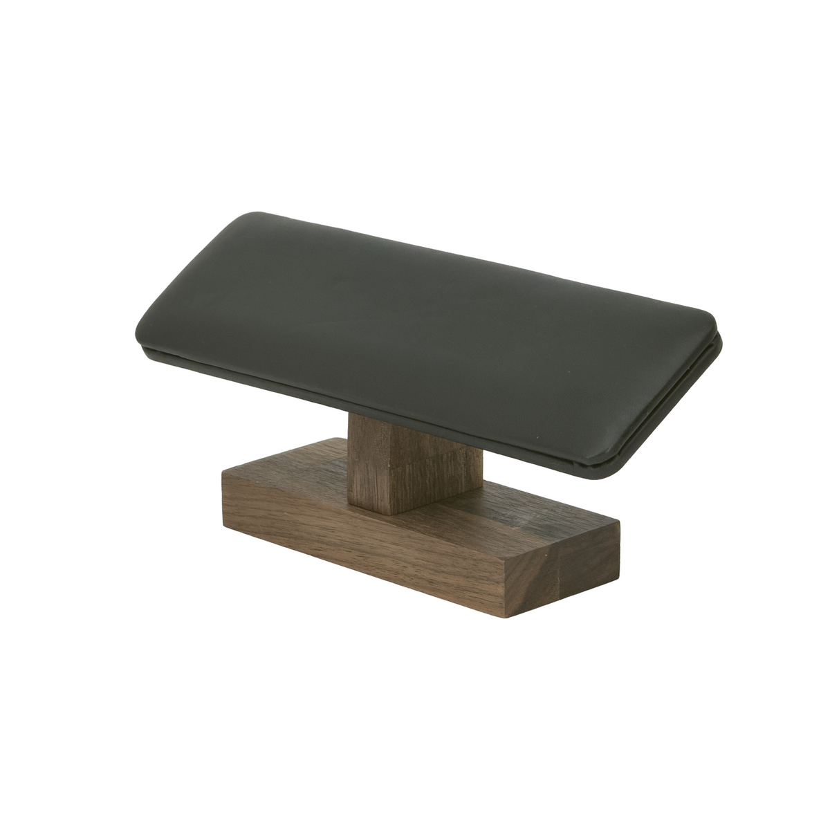 Black Leatherette and Walnut Wood Single Row Flat T-Bar Jewelry display