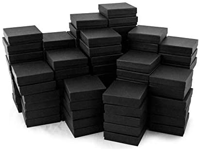 5" x 4" x 1" Matte Black Cotton Filled Paper Box