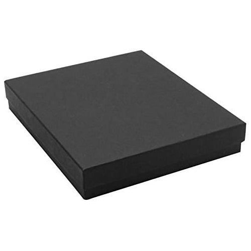 6 1/8" x 5 1/8" x 1 1/8" Matte Black Cotton Filled Jewelry Boxes