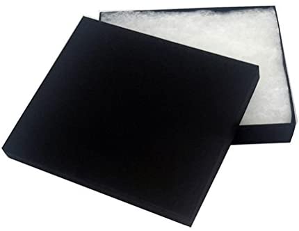 6 1/8" x 5 1/8" x 1 1/8" Matte Black Cotton Filled Jewelry Boxes