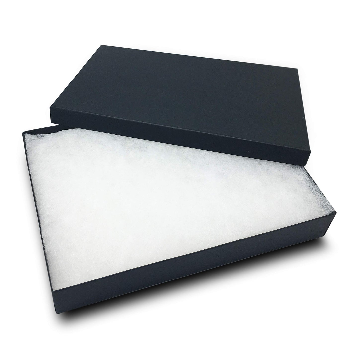8 x 5 x 1 1/4"H Black Cotton Filled Paper Box