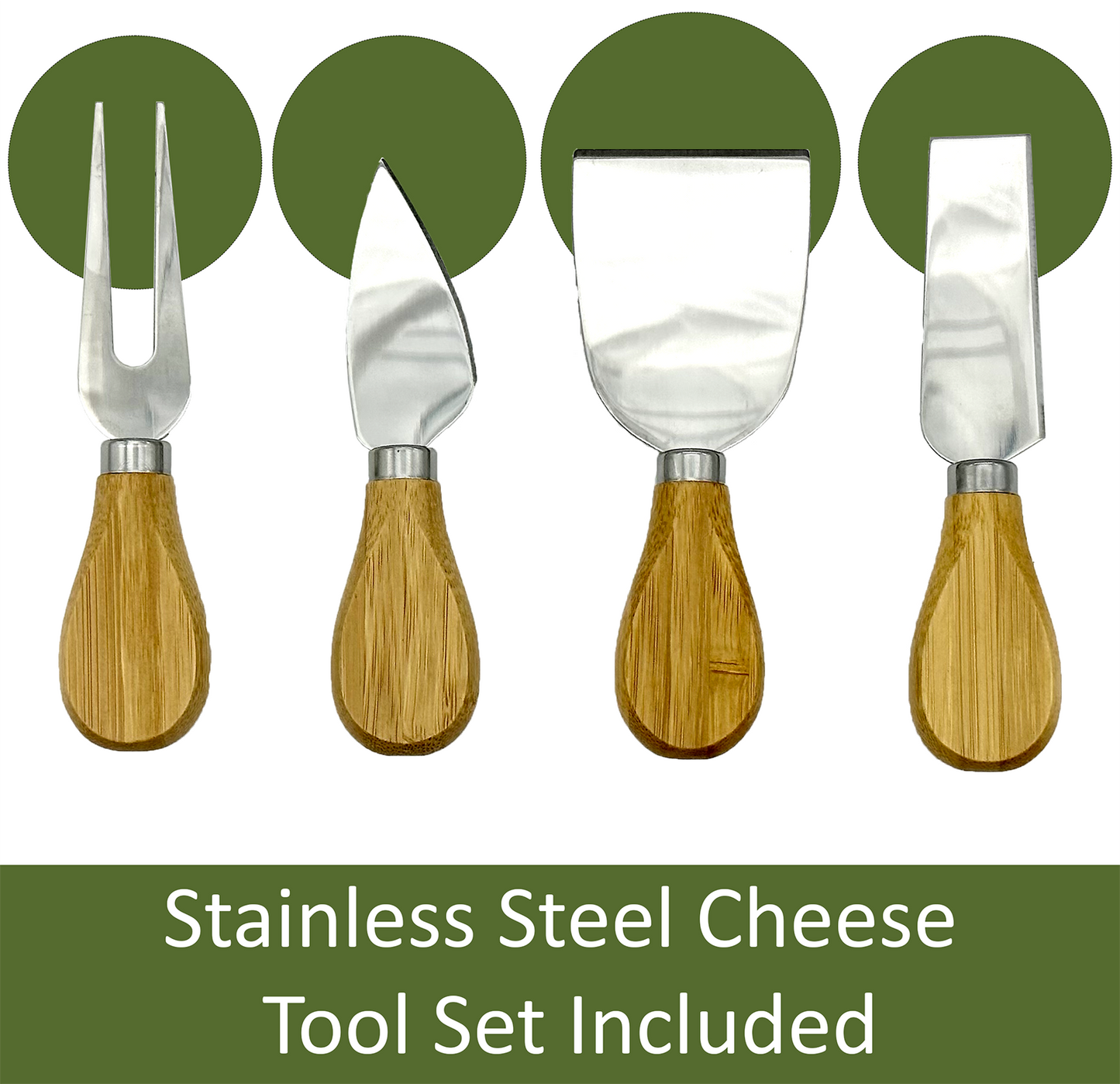 13" x 13" Natural Bamboo Charcuterie Board 6-Piece Set