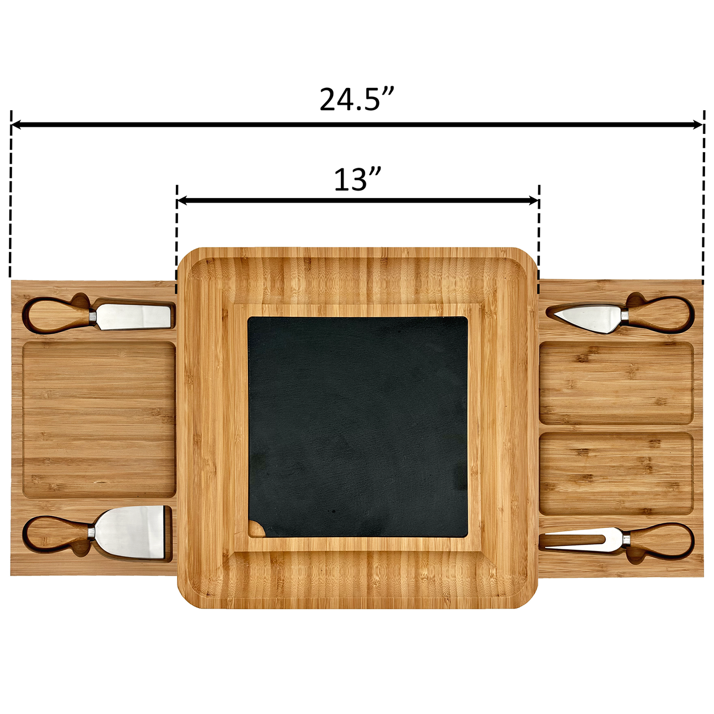 13" x 13" Natural Bamboo Charcuterie Board 6-Piece Set