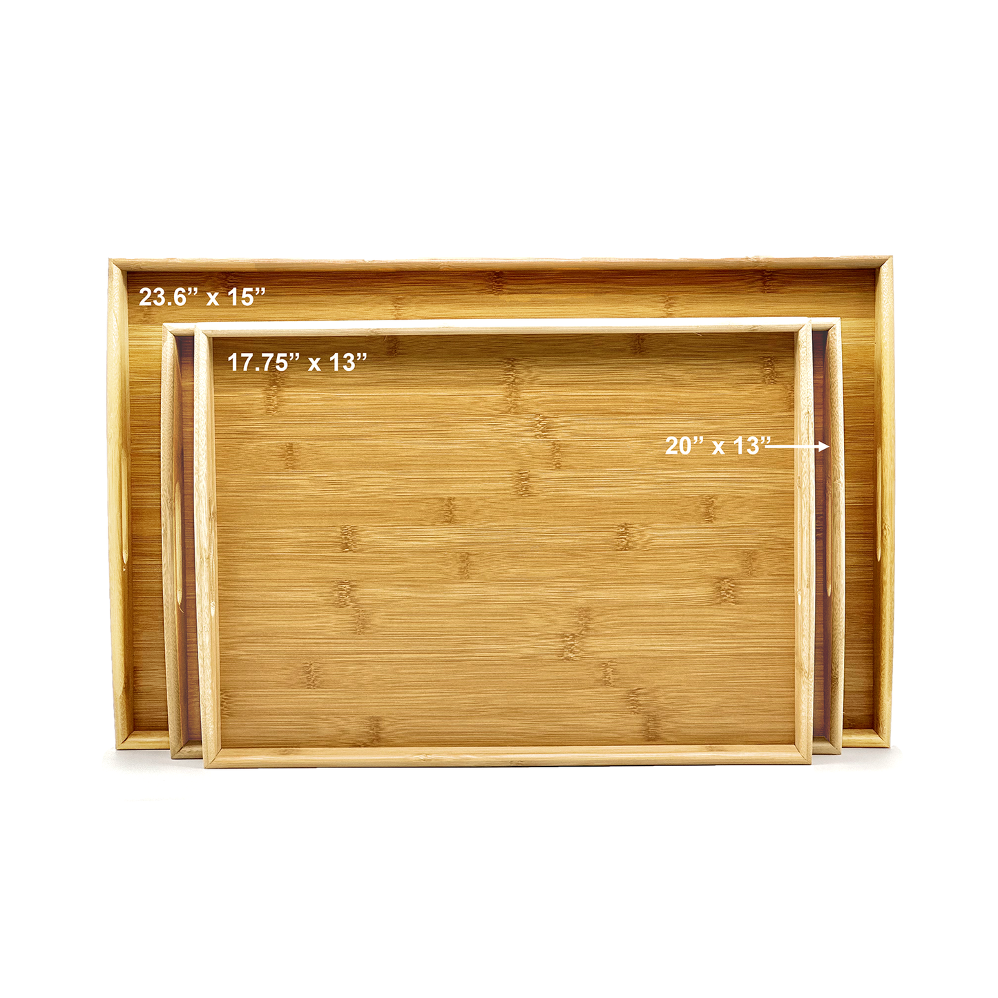 17.75" x 13" Bam & Boo Natural Bamboo Large Serving Tray with Handles