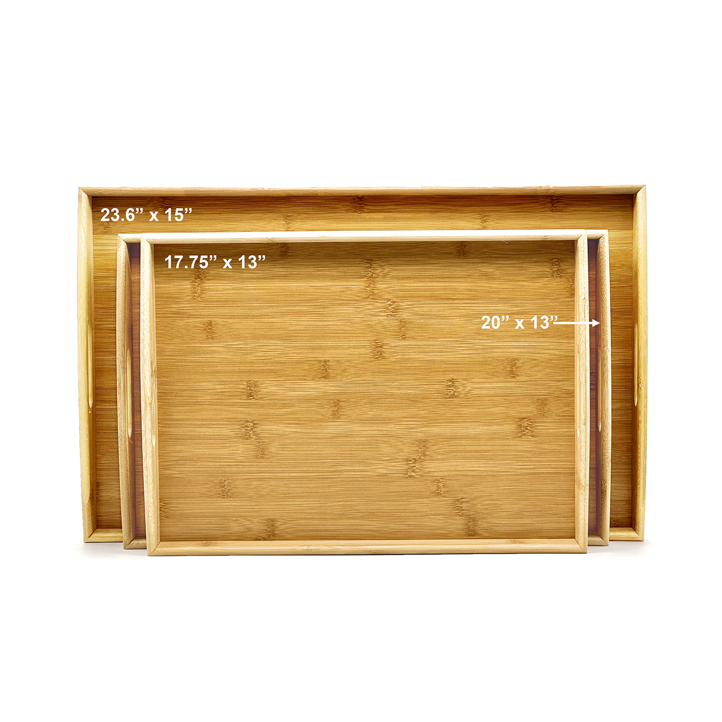 17.75" x 13" Natural Bamboo Large Serving Tray with Handles