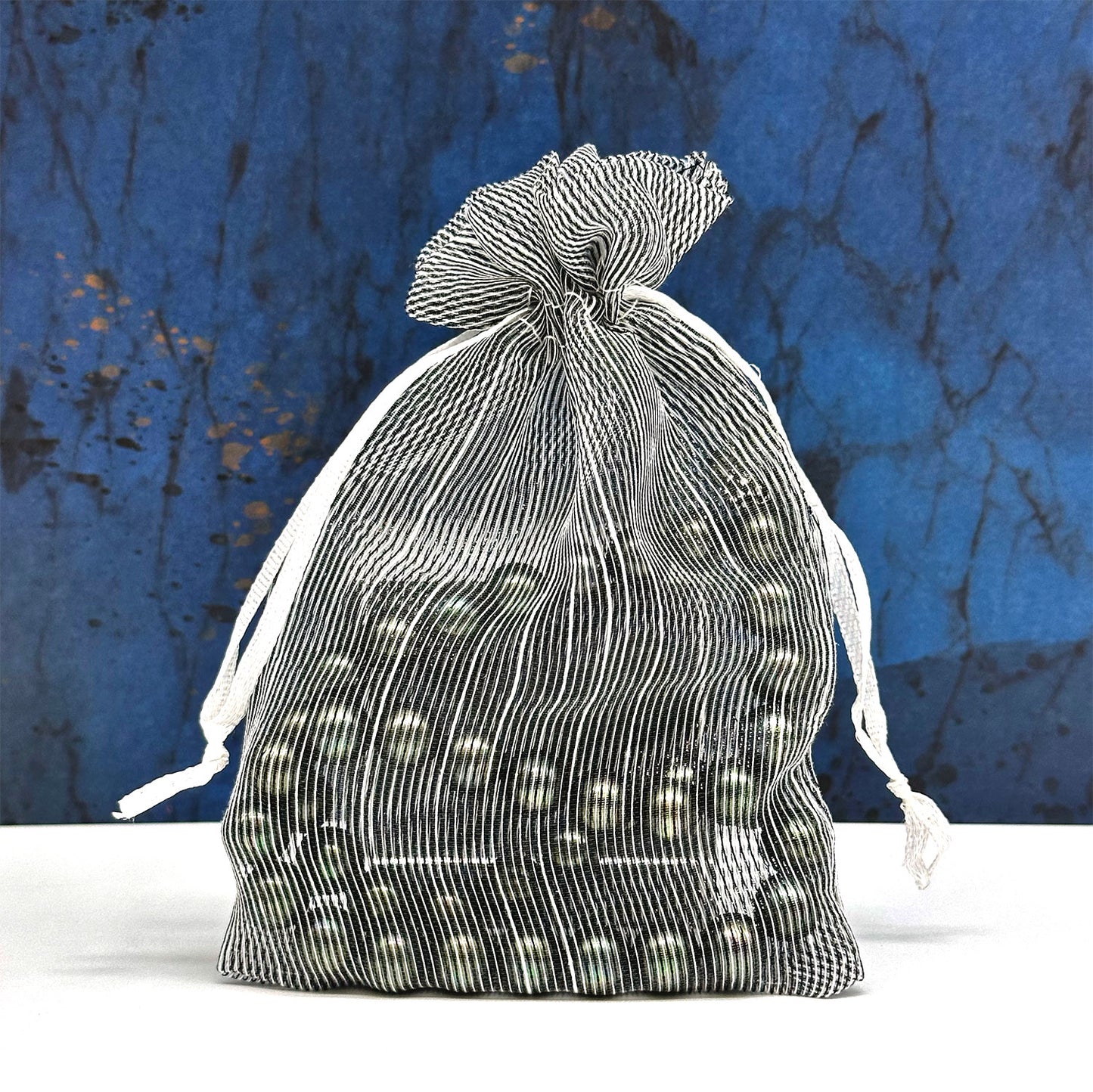 96-Pack Black Striped Weave Organza Drawstring Pouch Gift Bags