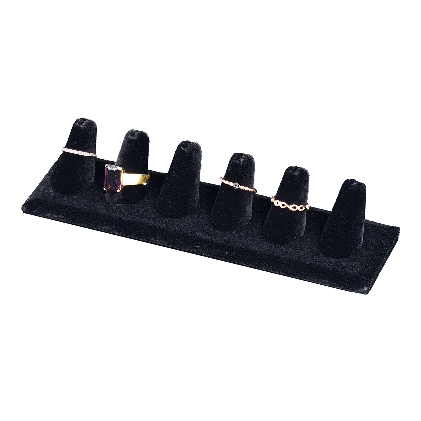Black Velvet Straight 6 Finger Display