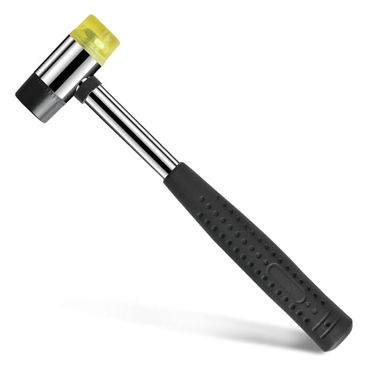 Dual-Head Nylon and Rubber Mallet with Non-Slip Grip