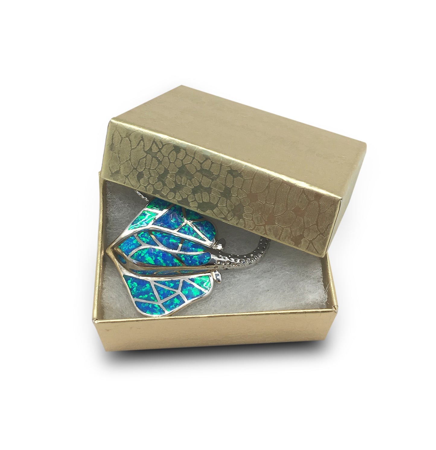 2 1/8" x 1 5/8" x 3/4" Gold Cotton Filled Paper Box