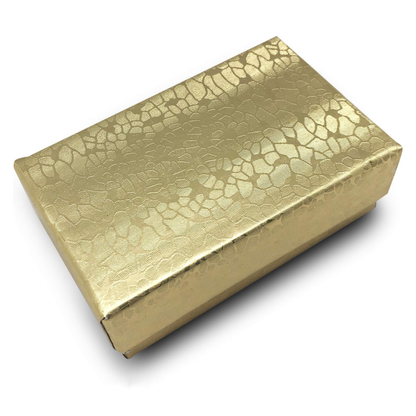 2 1/8" x 1 5/8" x 3/4" Gold Cotton Filled Paper Box