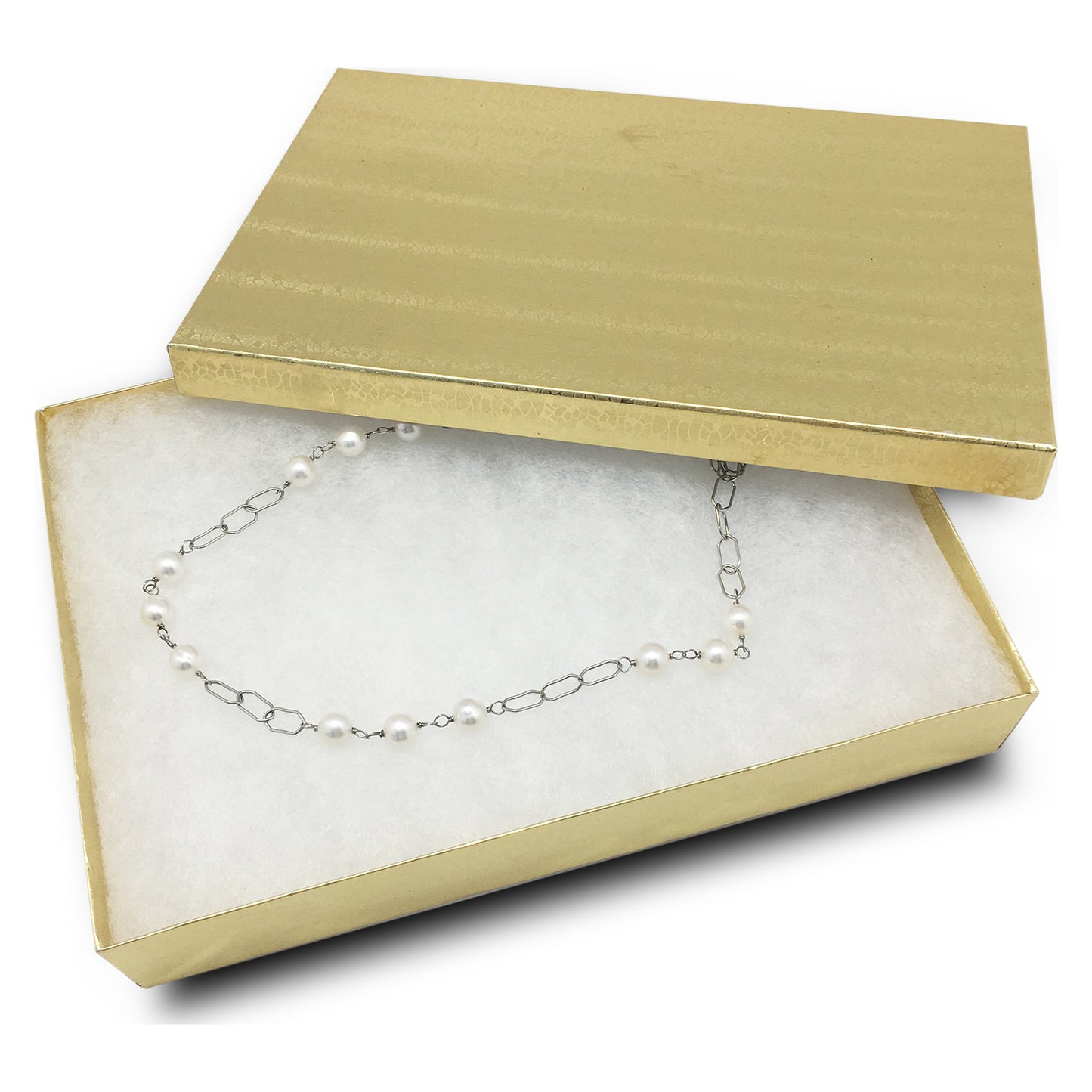 5" x 4" x 1" Gold Cotton Filled Paper Box