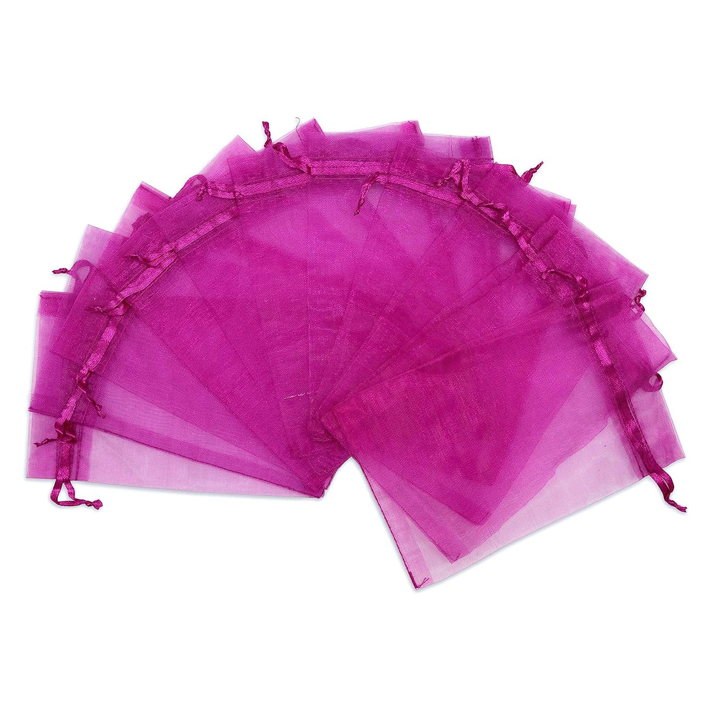 Hot Pink Organza Drawstring Pouches