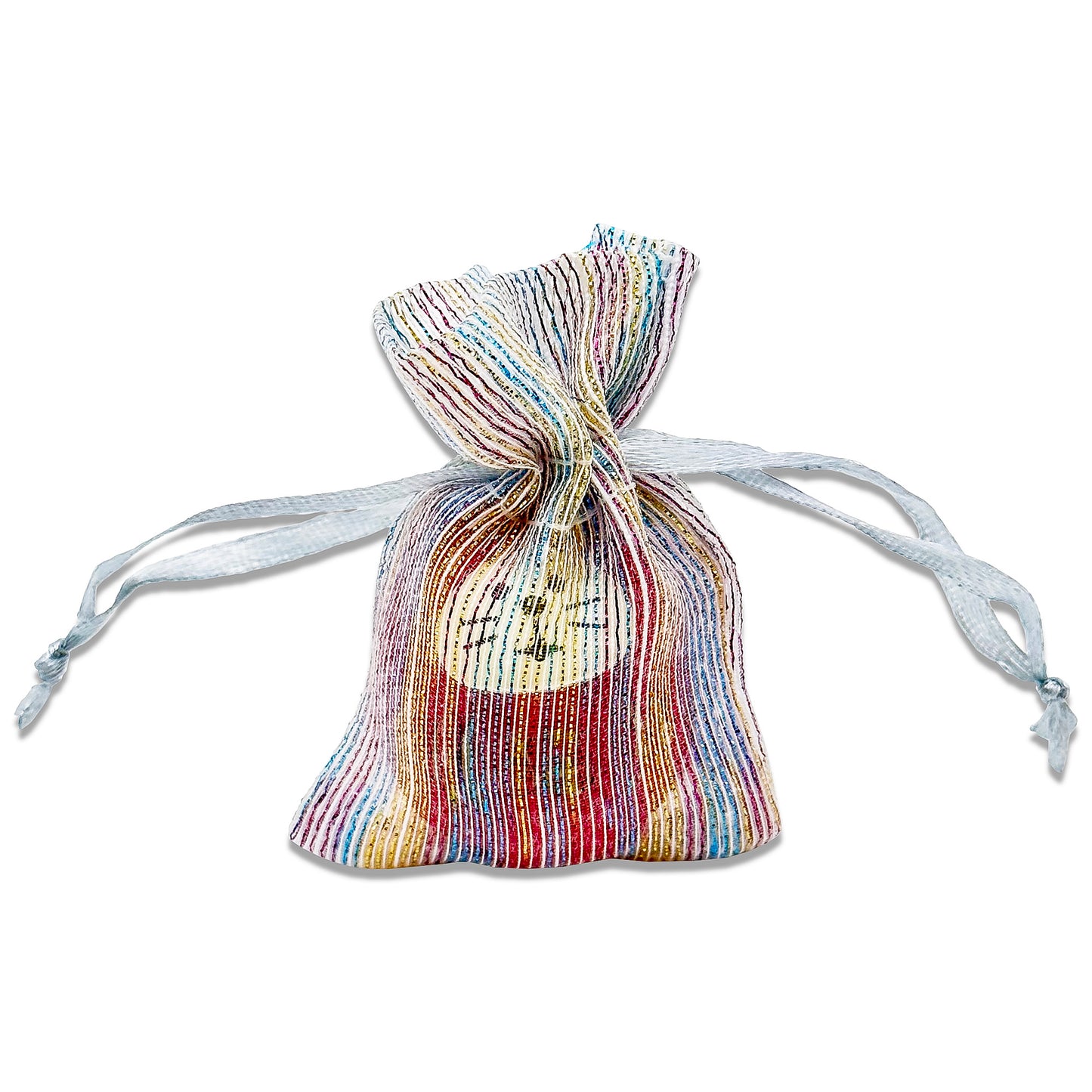 96-Pack Iridescent Striped Weave Organza Drawstring Pouch Gift Bags