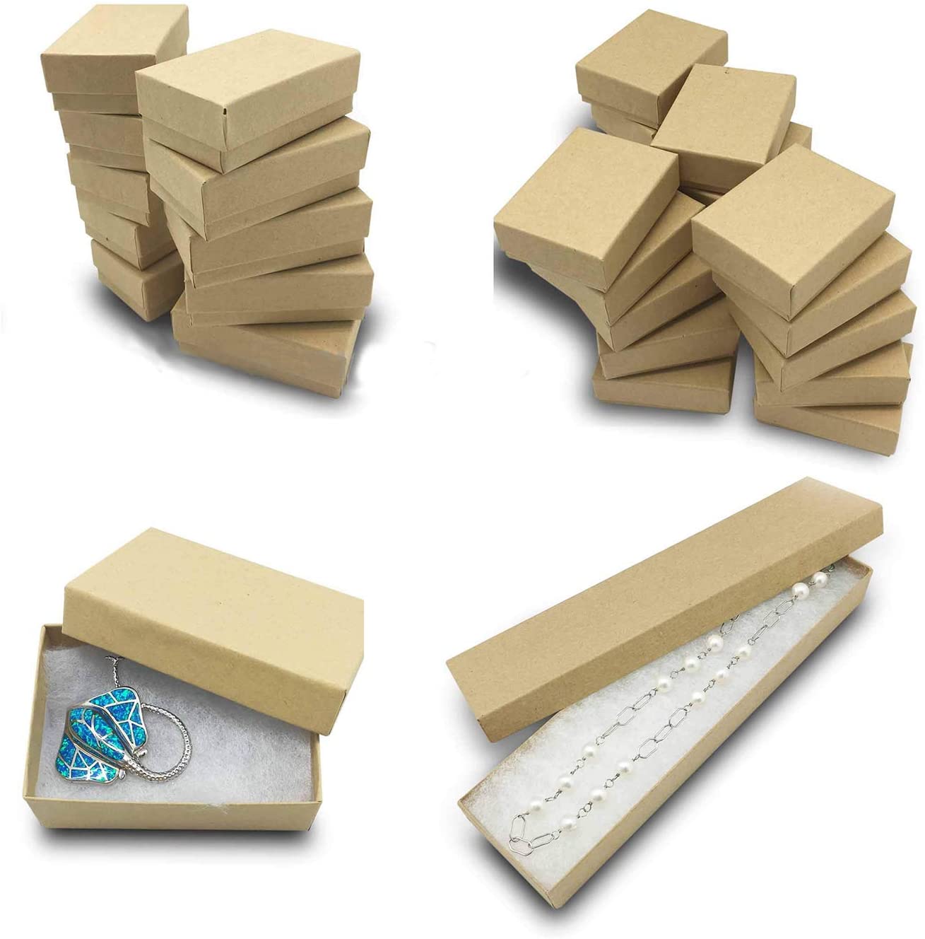 Cotton Filled Jewelry Box Assortment in Kraft