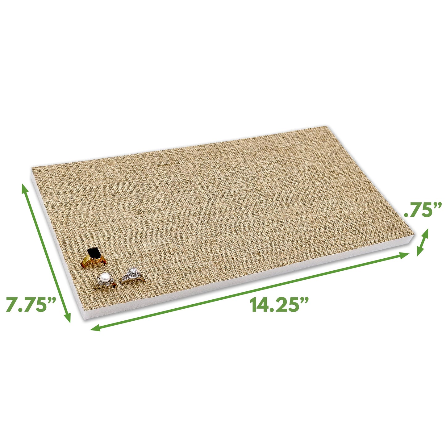 Linen Burlap Foam 144 Ring Standard Jewelry Tray Insert