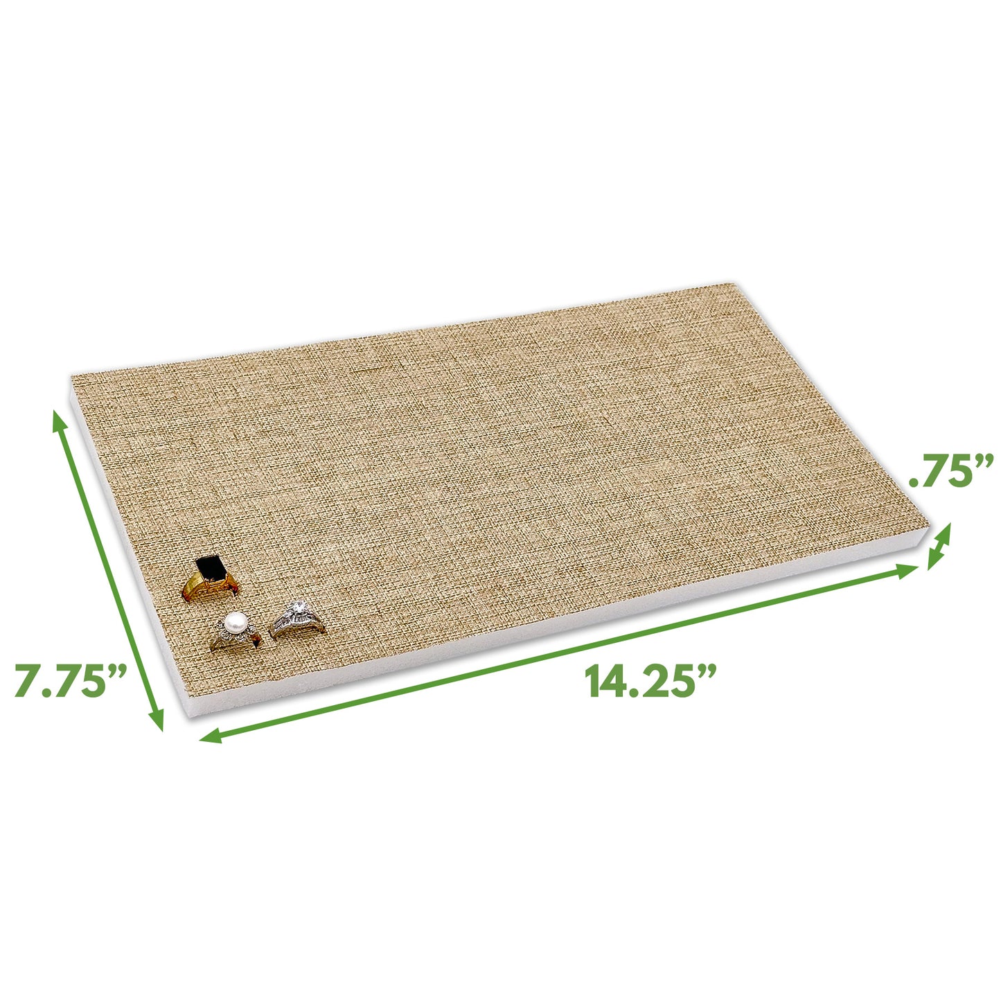 Linen Burlap Foam for 72 Ring Standard Jewelry Tray Insert