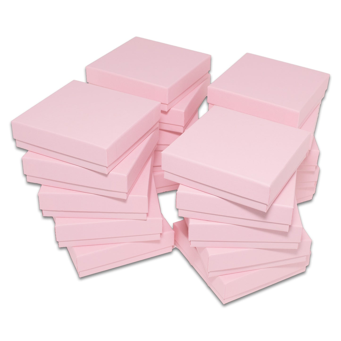 3 1/2" x 3 1/2" x 1" Pink Cotton Filled Paper Box