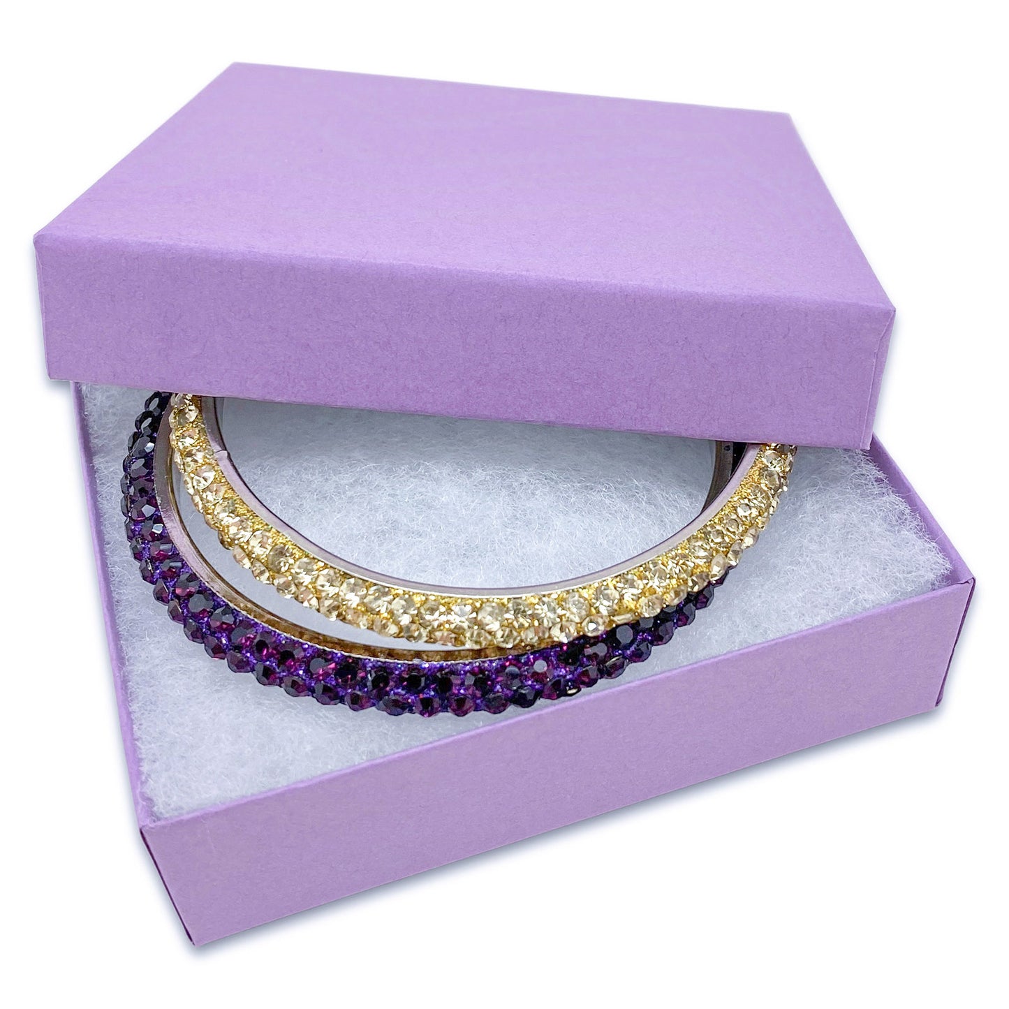 3 3/4" x 3 3/4" x 2" Matte Purple Cotton Filled Paper Box