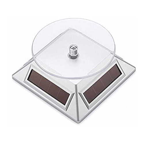 Silver Solar-Powered Turntable 360° Rotary Display