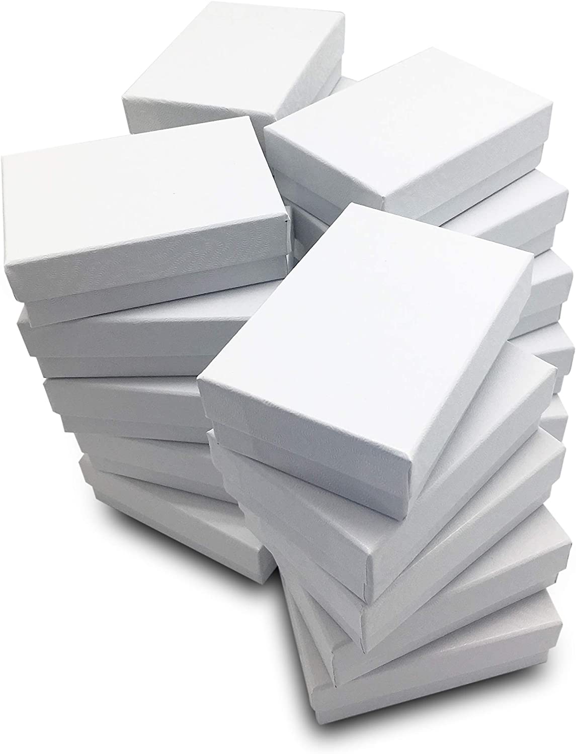 3 1/4" x 2 1/4" x 1"H White Swirl Cotton Filled Paper Box
