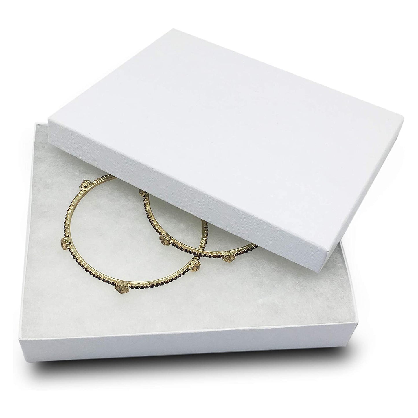 5" x 4" x 1" White Swirl Cotton Filled Paper Box