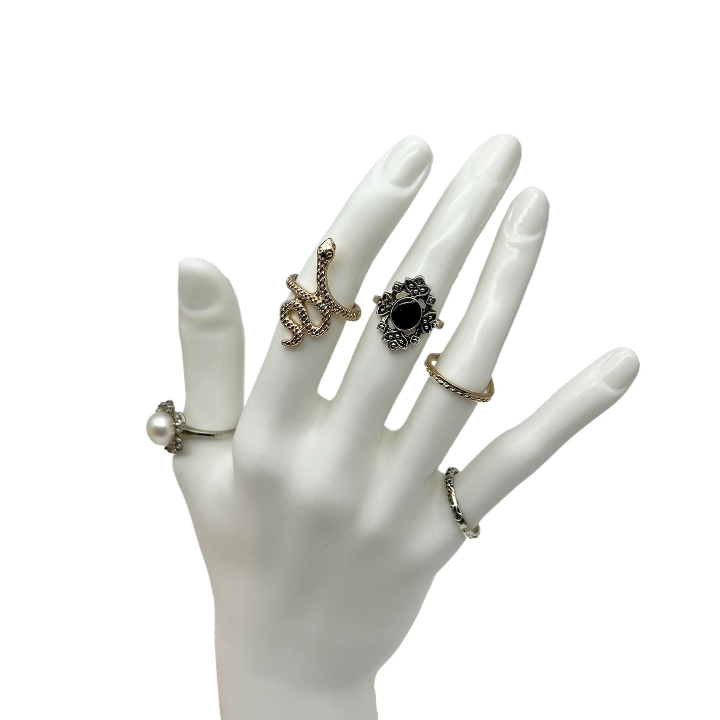 White Hollow Plastic Hand Jewelry Display Stand