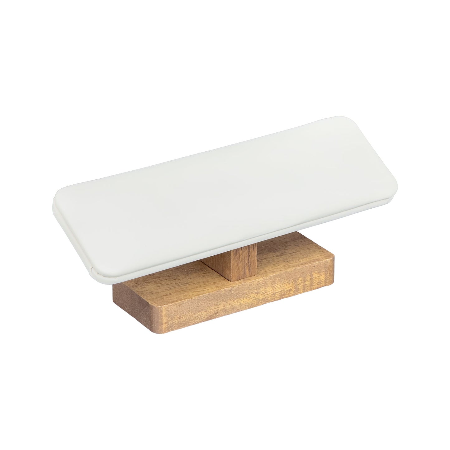 White Velvet T-Bar Bracelet Display with Wood Base