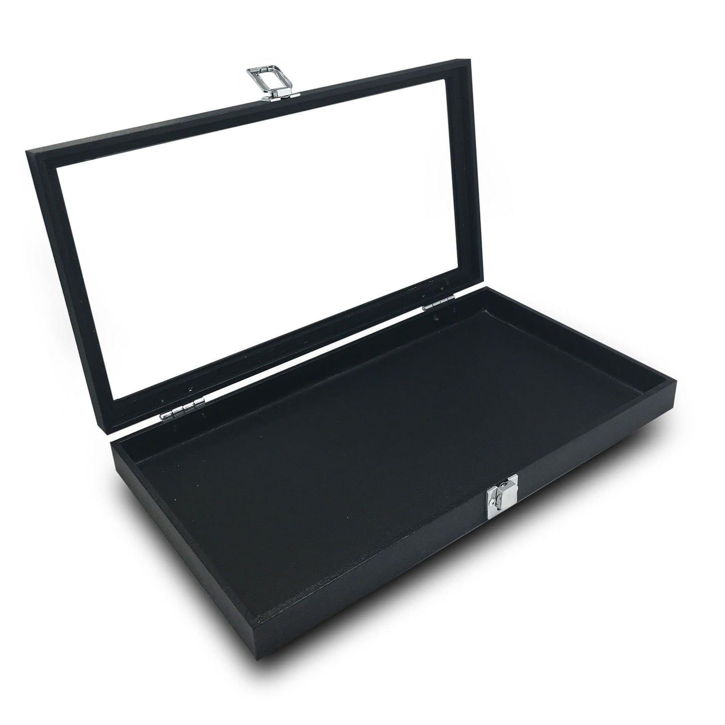 14 3/4" x 8 1/4" Wooden Black Display Case with Glass Top