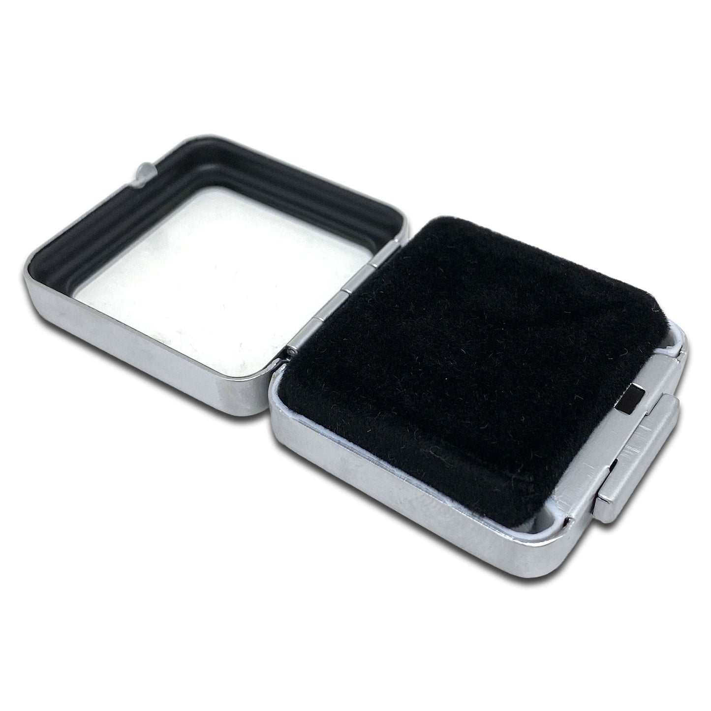 1 1/2" x 1 1/2" Aluminum Gem Stone Box with Reversible Velvet Pillow