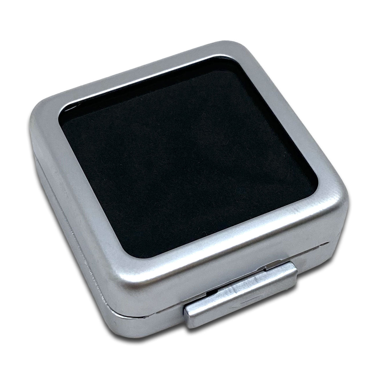 1 1/2" x 1 1/2" Aluminum Gem Stone Box with Reversible Velvet Pillow