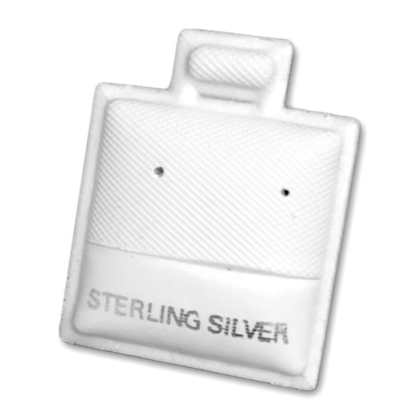 1 1/2" x 1 3/4" White "Sterling Silver" Earring Puff Card
