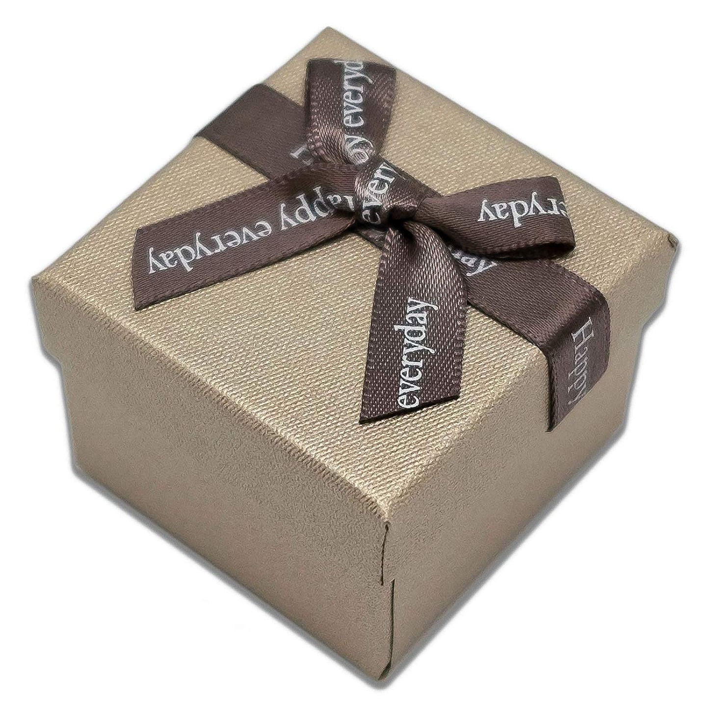 1 3/4" x 1 3/4" Champagne Beige Linen Paper Cardboard Ribbon Bow Jewelry Box