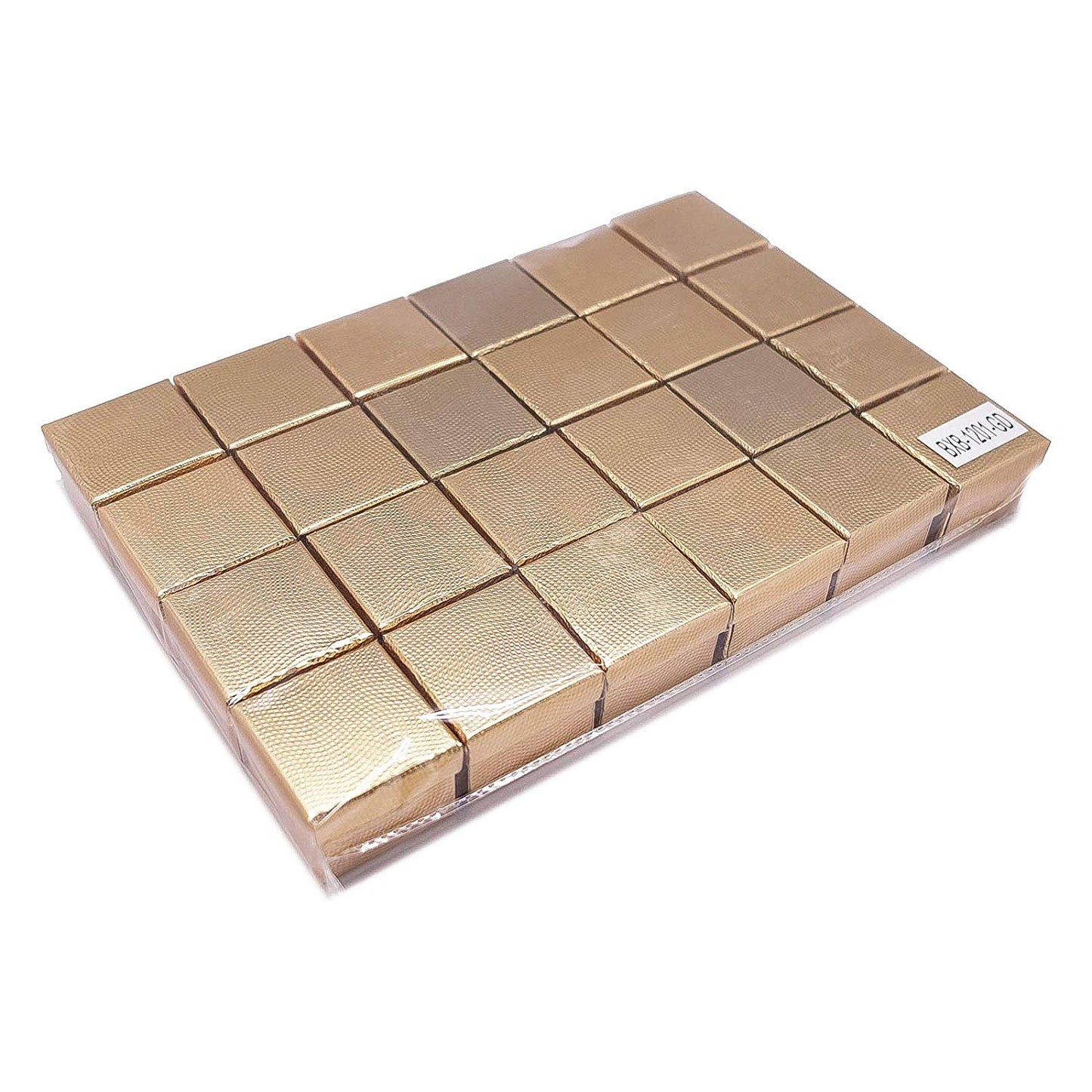 1 3/4" x 1 3/4" Gold Cardboard Jewelry Box with Black Velvet Insert