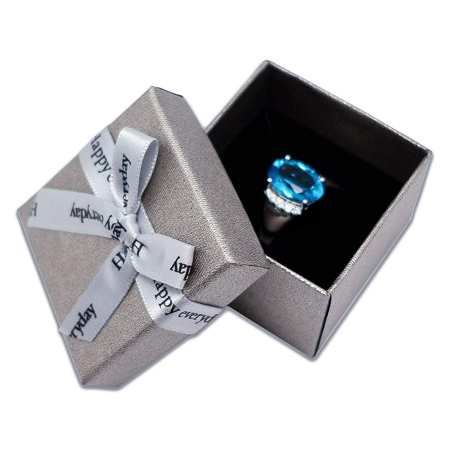 1 3/4" x 1 3/4" Gray Linen Paper Cardboard Ribbon Bow Jewelry Box