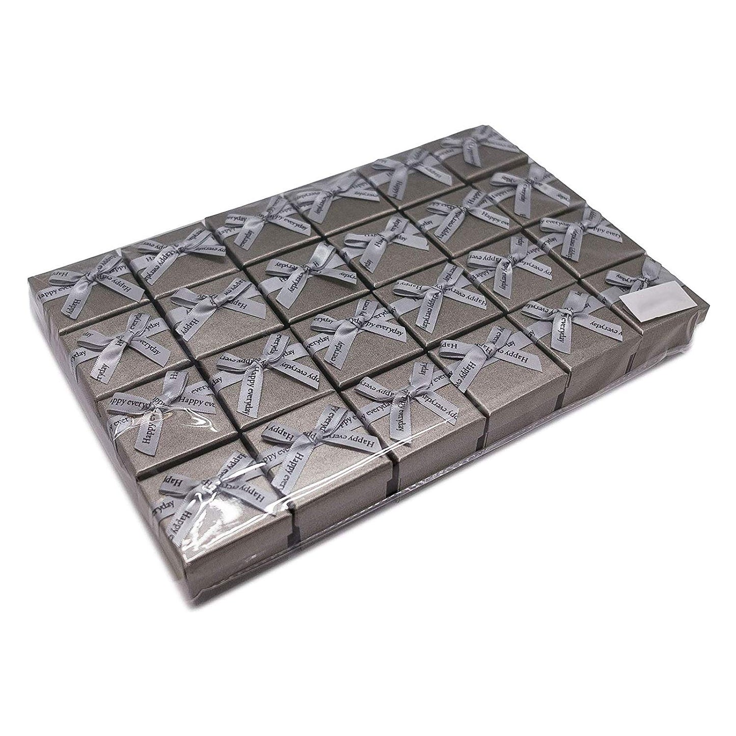1 3/4" x 1 3/4" Gray Linen Paper Cardboard Ribbon Bow Jewelry Box
